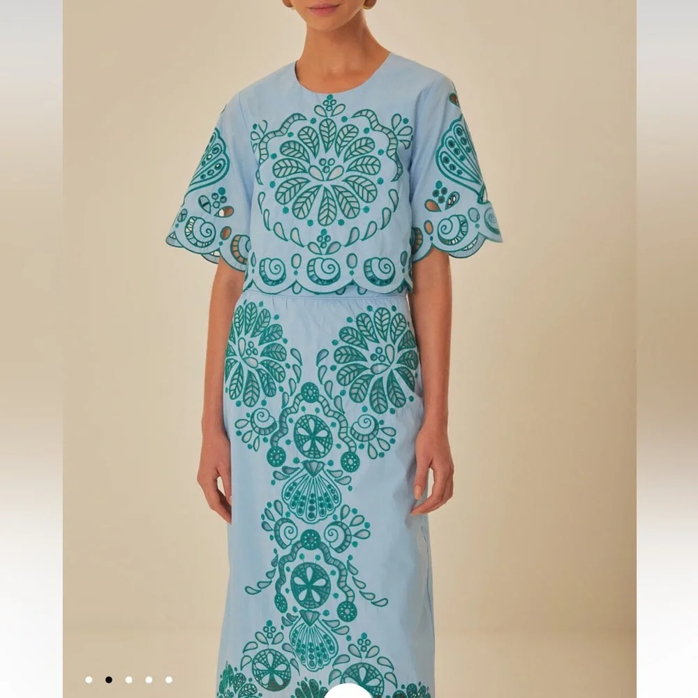 FARM Rio Blue and Green Embroidered Matching Set - Picture 2 of 12